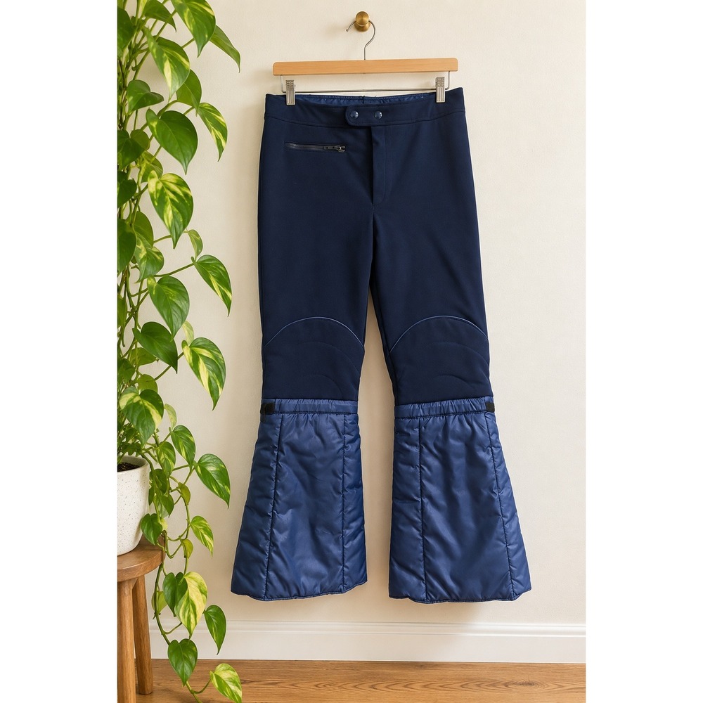 Vintage Pioneer by Jones Navy Blue Quilted Flare Ski Pants Schoeller Wool Blend